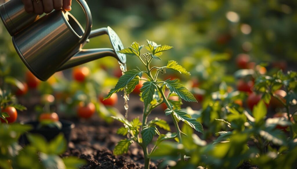 Bewässerung von Tomatenpflanzen