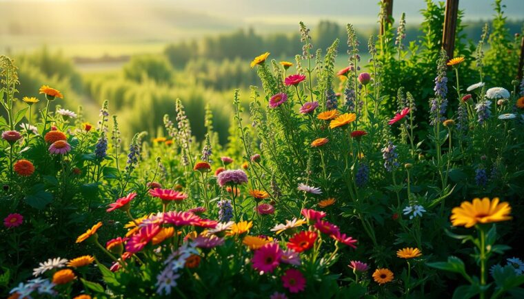 Blumen und Kräuter zusammen pflanzen