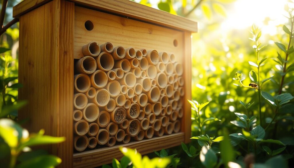 Bohrloch-Nisthilfe für Wildbienen